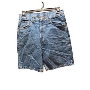 Members Mark Mens Blue Denim Shorts Relaxed Fit 100% Cotton Size 32